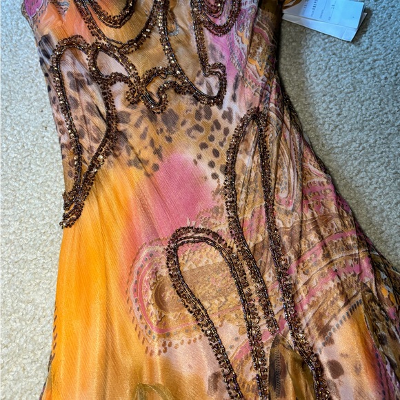 NWT vintage y2k 100% silk beaded flowy mermaid dress - Picture 3 of 8